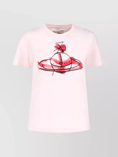 Vivienne Westwood Crew Neck Graphic Print Short Sleeves Top In Pink