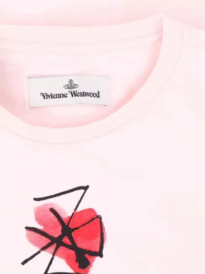 Vivienne Westwood Crew Neck Graphic Print Short Sleeves Top In Pink