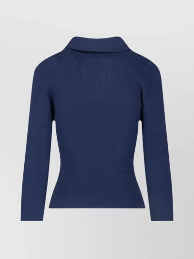 Vivienne Westwood Ribbed Collared Top Short Sleeves In Blue