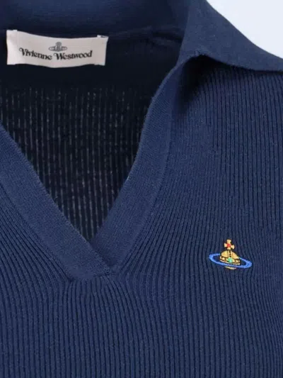 Vivienne Westwood Ribbed Collared Top Short Sleeves In Blue