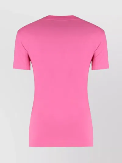 Versace Jeans Couture Sequin Embellished Crew-neck T-shirt With Graphic Print In Pink