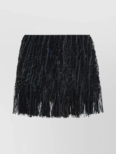 Roberta Einer Knitted Mini Skirt Fringed Hemline
