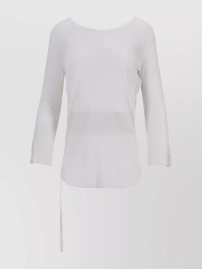 Ann Demeulemeester Trina Three-quarter Sleeve Slim T-shirt With Draws In White