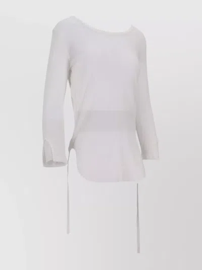Ann Demeulemeester Trina Three-quarter Sleeve Slim T-shirt With Draws In White