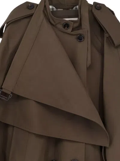 Burberry Cotton Cape With Traditional Check Lining