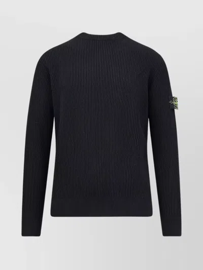 Stone Island Wool Crew Neck Pullover In Black
