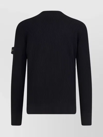 Stone Island Wool Crew Neck Pullover In Black