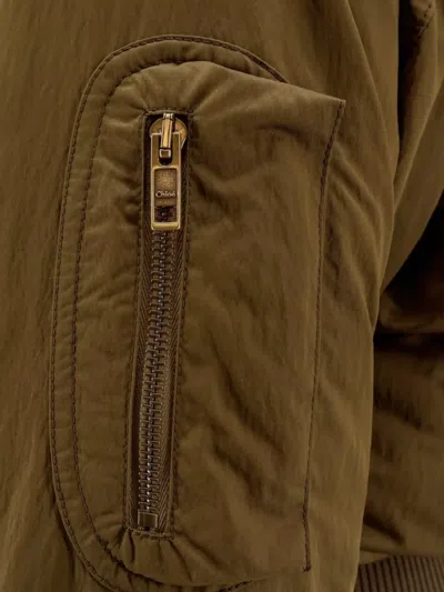 Chloé Women Nylon Bomber Jacket In Brown