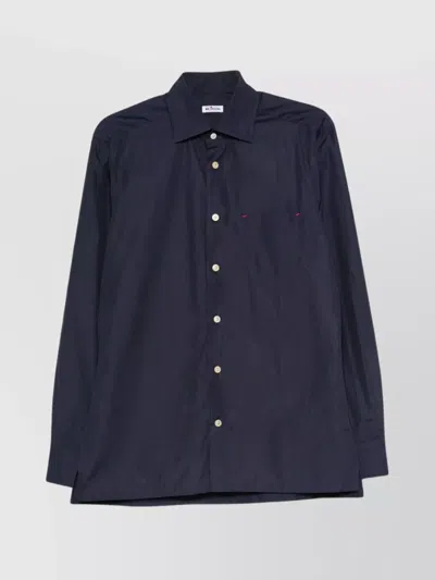 Kiton Button-down Shirt Pocket In Blue
