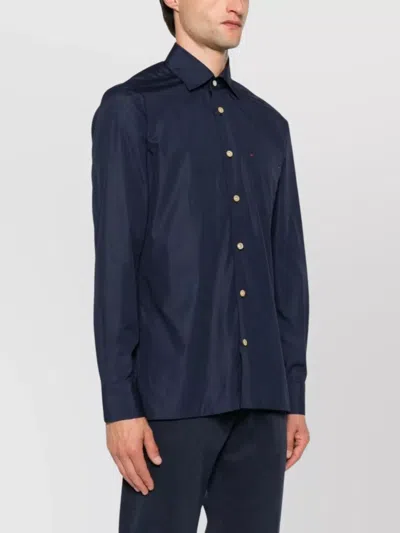 Kiton Button-down Shirt Pocket In Blue
