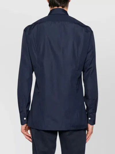 Kiton Button-down Shirt Pocket In Blue