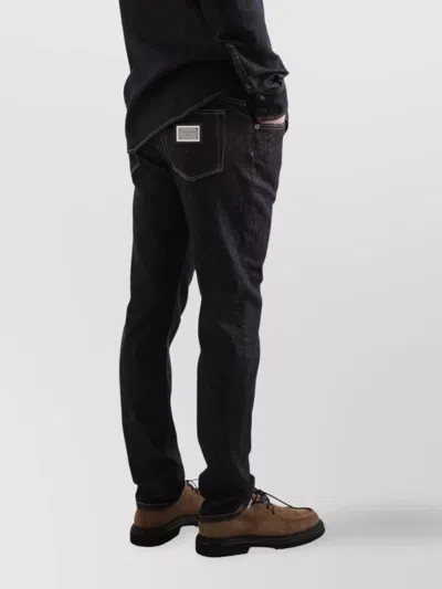 Dolce & Gabbana Trousers With Belt Loops And Contrast Stitching In Black