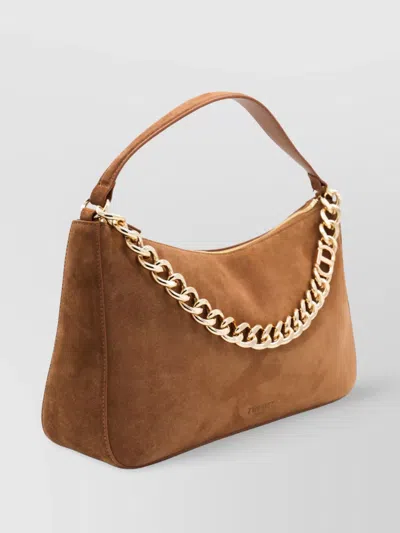 Twinset Rectangular Suede Chain Strap Single Handle In Brown