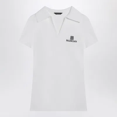 Balenciaga Fitted Viscose Blend T-shirt With Logo Embroidery In White