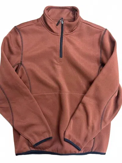 Panhandle Men's Heather Knit 1/4 Zip Sweater Jacket In Rust