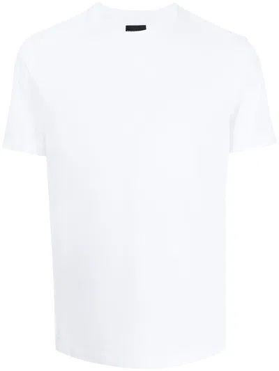 Emporio Armani White Logo Embroidery T-shirt In White