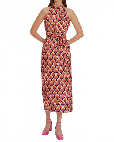 Exquise Halter Neck Print Maxi Dress In Original Print In Red