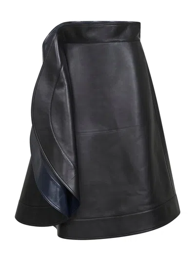 Bottega Veneta Women Black Nappa Leather A-line Skirt