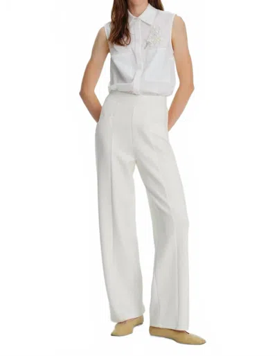 Exquise Palazzo Elastic Waist Knit Pants In Ecru In White