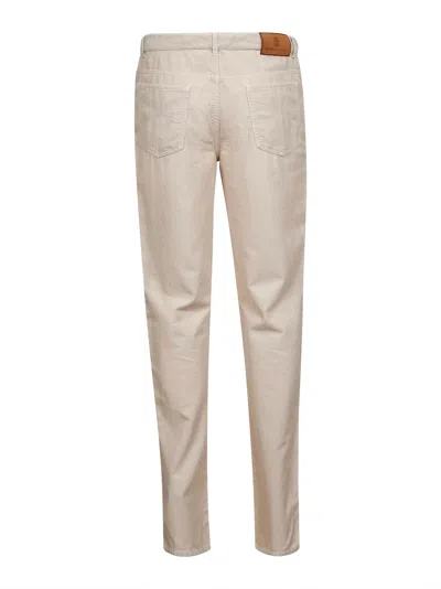 Brunello Cucinelli Men Beige Corduroy Italian Fit Trousers In Neutral