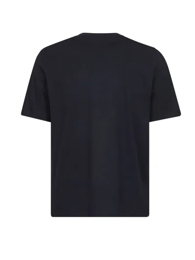 Brunello Cucinelli Men Blue Jersey Printed Crewneck T-shirt In Black