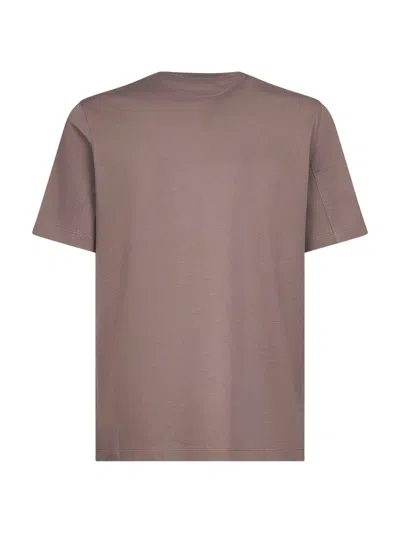 Brunello Cucinelli Mud Cotton Solomeo Crest T-shirt In Brown