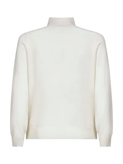 Brunello Cucinelli Men Ivory Cashmere Knit Polo Shirt In Neutral
