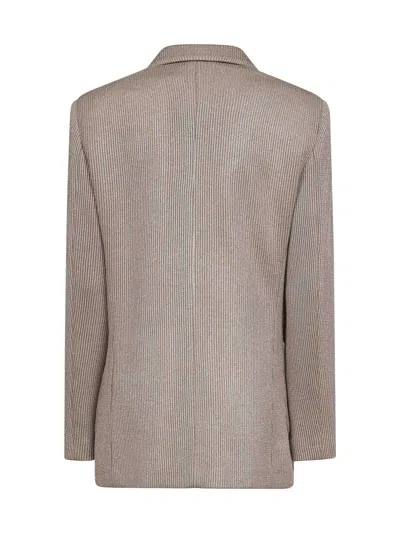 Brunello Cucinelli Beige Sparkling Knit Blazer With Monili In Neutral