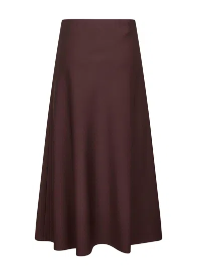 Brunello Cucinelli Flowing Brown Maxi Skirt With Minimalist Design In Burgundy