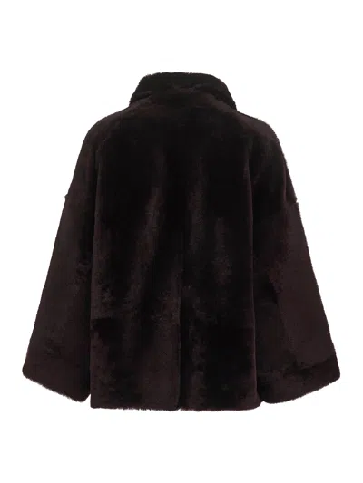 Brunello Cucinelli Double-breasted Reversible Fur Jacket With Front Pockets In Brown