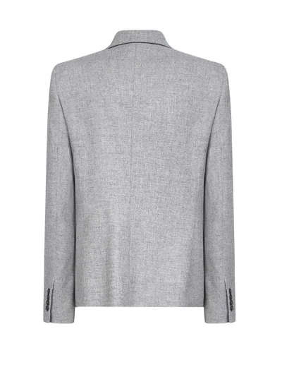 Brunello Cucinelli Women Grey Flannel Double-breasted Blazer In Gray