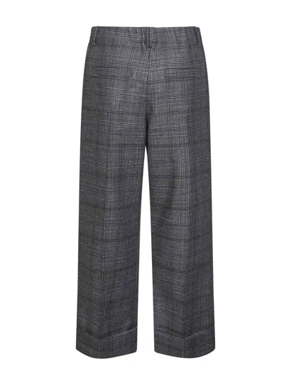 Brunello Cucinelli Women Grey Prince Of Wales Sartorial Crop Trousers