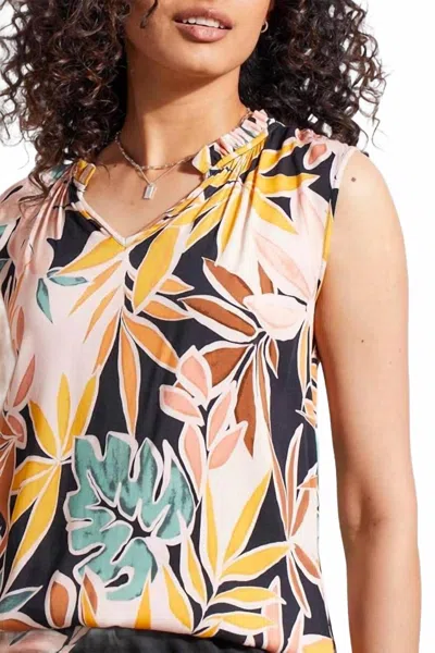 Tribal Frill Neck Blouse In Apricot Tan In Multi