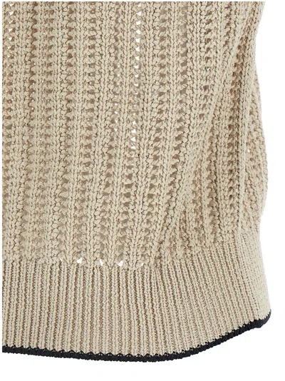 Brunello Cucinelli Beige Knit Vest In Neutral
