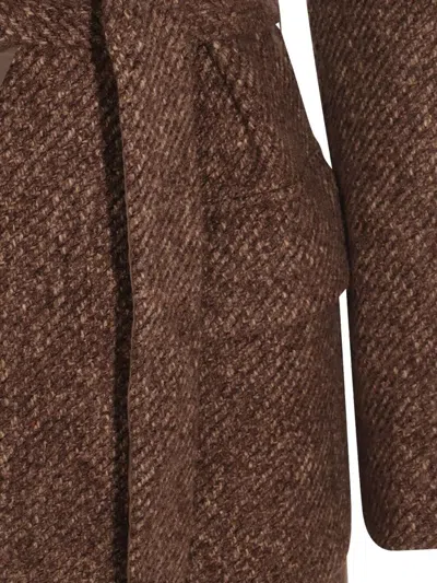 Brunello Cucinelli Waist Belted Long Length Textured Fabric Coat