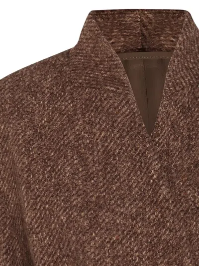 Brunello Cucinelli Waist Belted Long Length Textured Fabric Coat