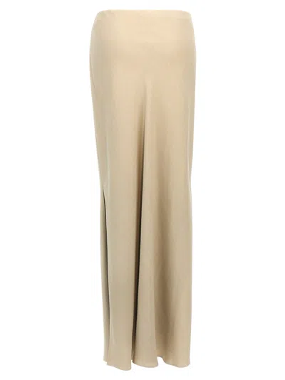 Brunello Cucinelli High Waist Long Length Side Slit Skirt In Neutral