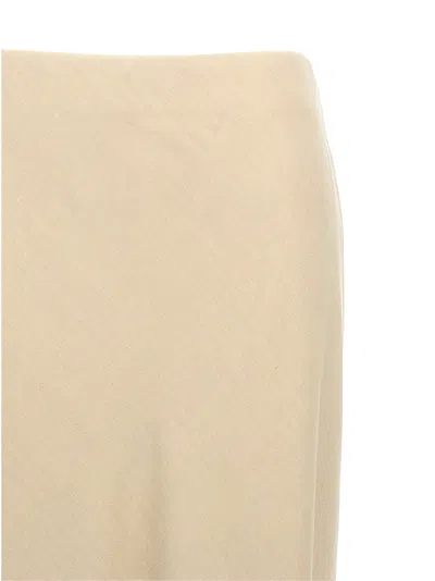 Brunello Cucinelli High Waist Long Length Side Slit Skirt In Neutral