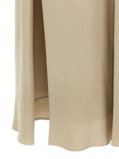Brunello Cucinelli High Waist Long Length Side Slit Skirt In Neutral