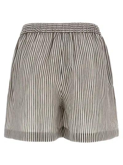 Brunello Cucinelli Women Striped Linen Bermuda Shorts