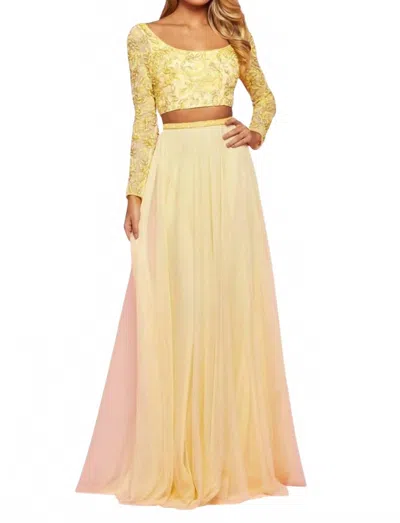 Sherri Hill Two-piece Long Sleeve Prom Dress In Yellow In Yellow