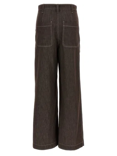 Brunello Cucinelli Wide Leg Jeans Brown In Brown