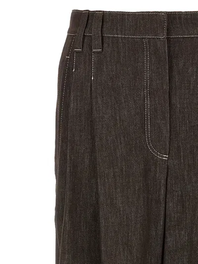 Brunello Cucinelli Wide Leg Jeans Brown In Brown