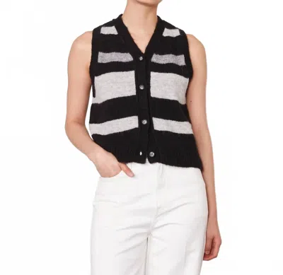 Officine Generale Marieta Sleeveless Cardigan In Black-mid Grey-light Grey In Black