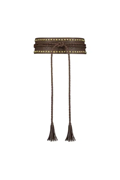 Figue Women's Dahlia Studded Wrap Belt In Dark Brown Leather