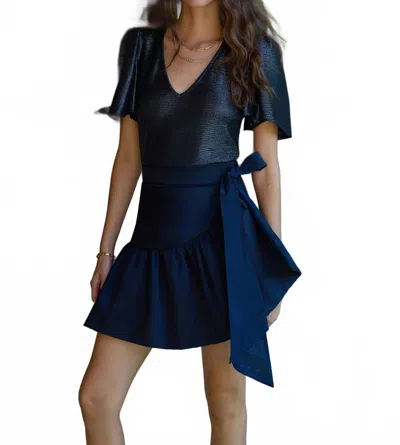 Luxe De Valentina Lido Mini Wrap Skirt In Midnight Navy