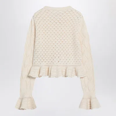 Chloé Latte-colored Crochet Cardigan In Cotton Blend Women