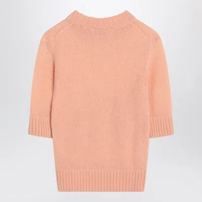 Chloé Alpaca Wool And Silk Knit Elbow-sleeve Logo Sweater Clothing In Orange