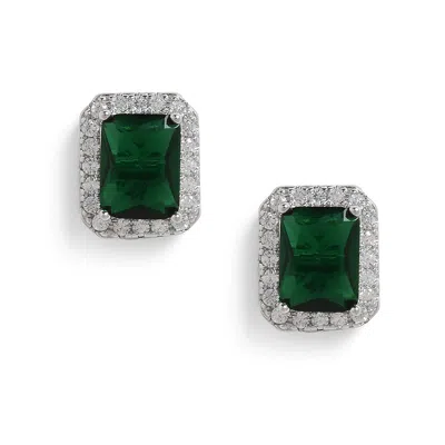 Sohi Green Silver-toned Contemporary Studs Earrings