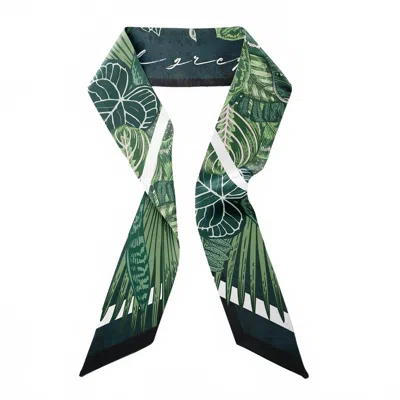 Cb Grey Silk Mini Scarf In Green